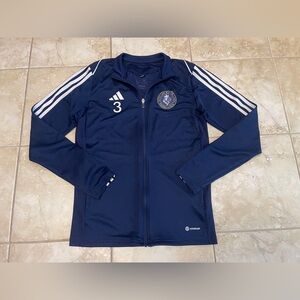 Adidas Football Jacket Soccer Track Top Blue Mens full Zip Size S